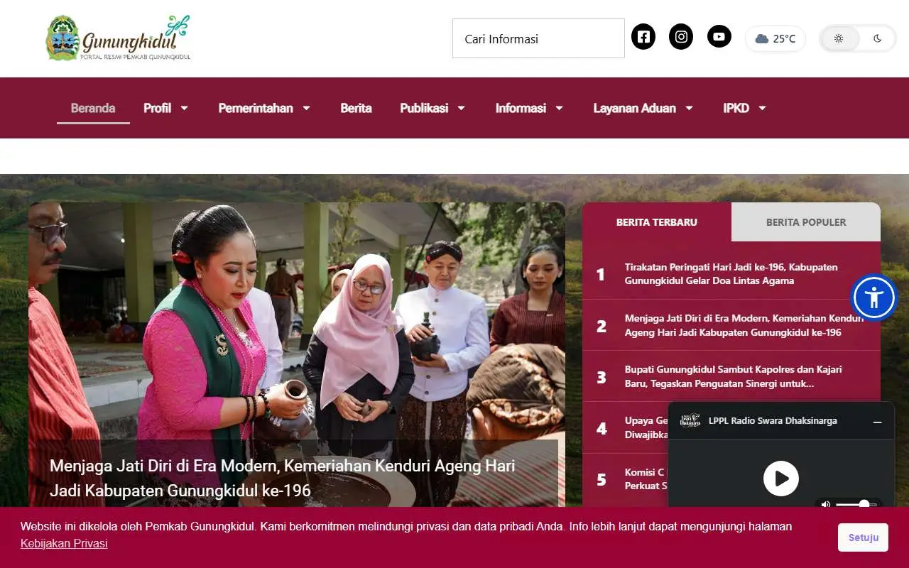 Tampilan website resmi Pemkab Gunungkidul (gunungkidulkab.go.id)
