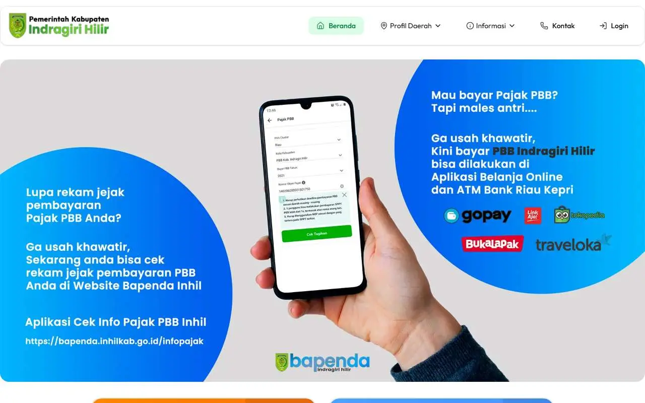 Tampilan website resmi Pemkab Indragiri Hilir (inhilkab.go.id)