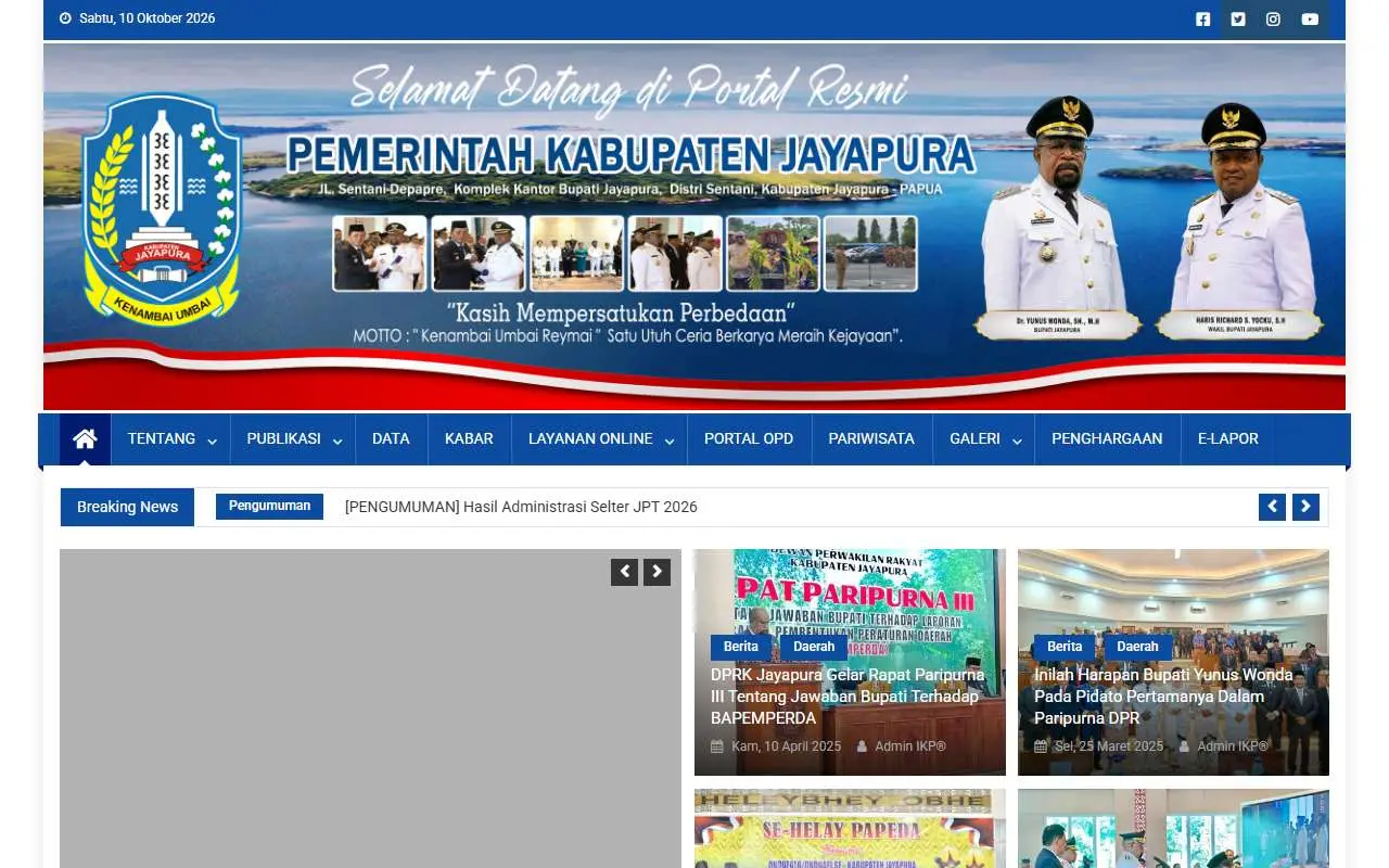 Tampilan website resmi Pemkab Jayapura (jayapurakab.go.id)