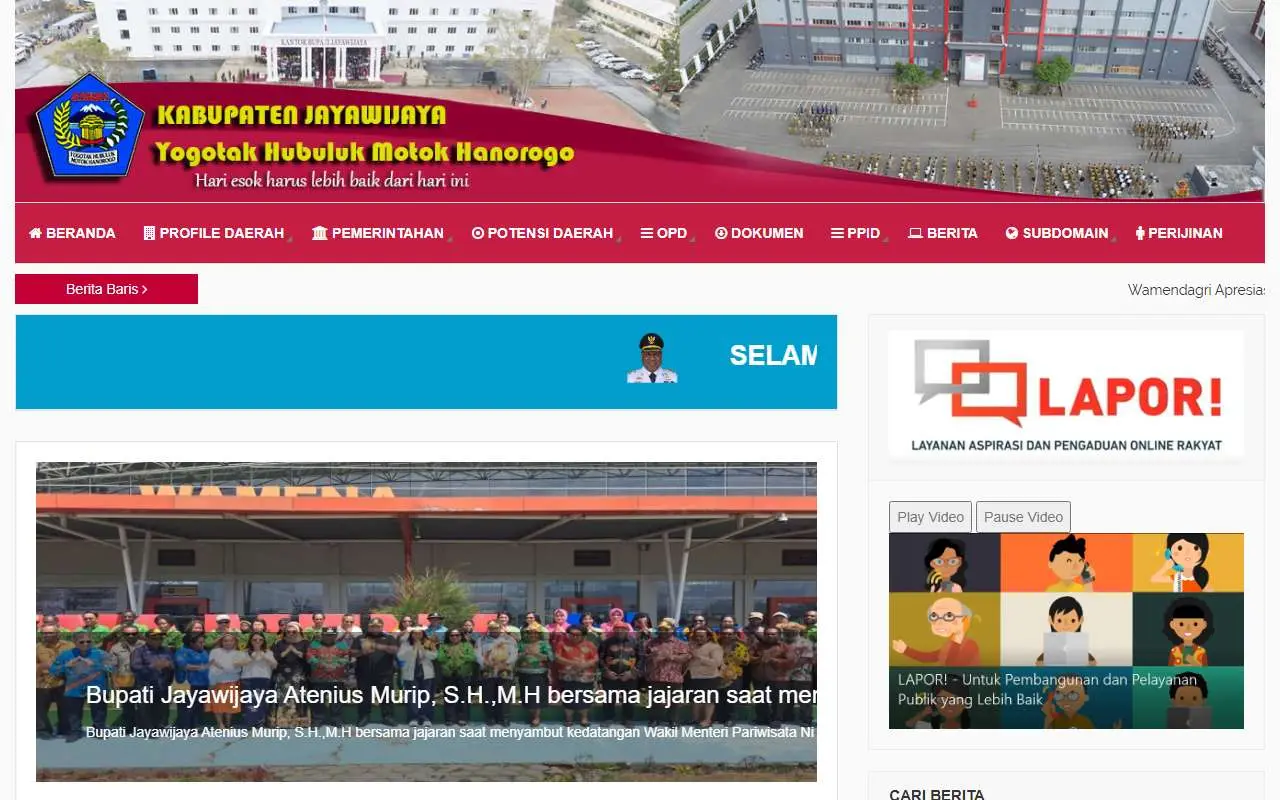Tampilan website resmi Pemkab Jayawijaya (jayawijayakab.go.id)