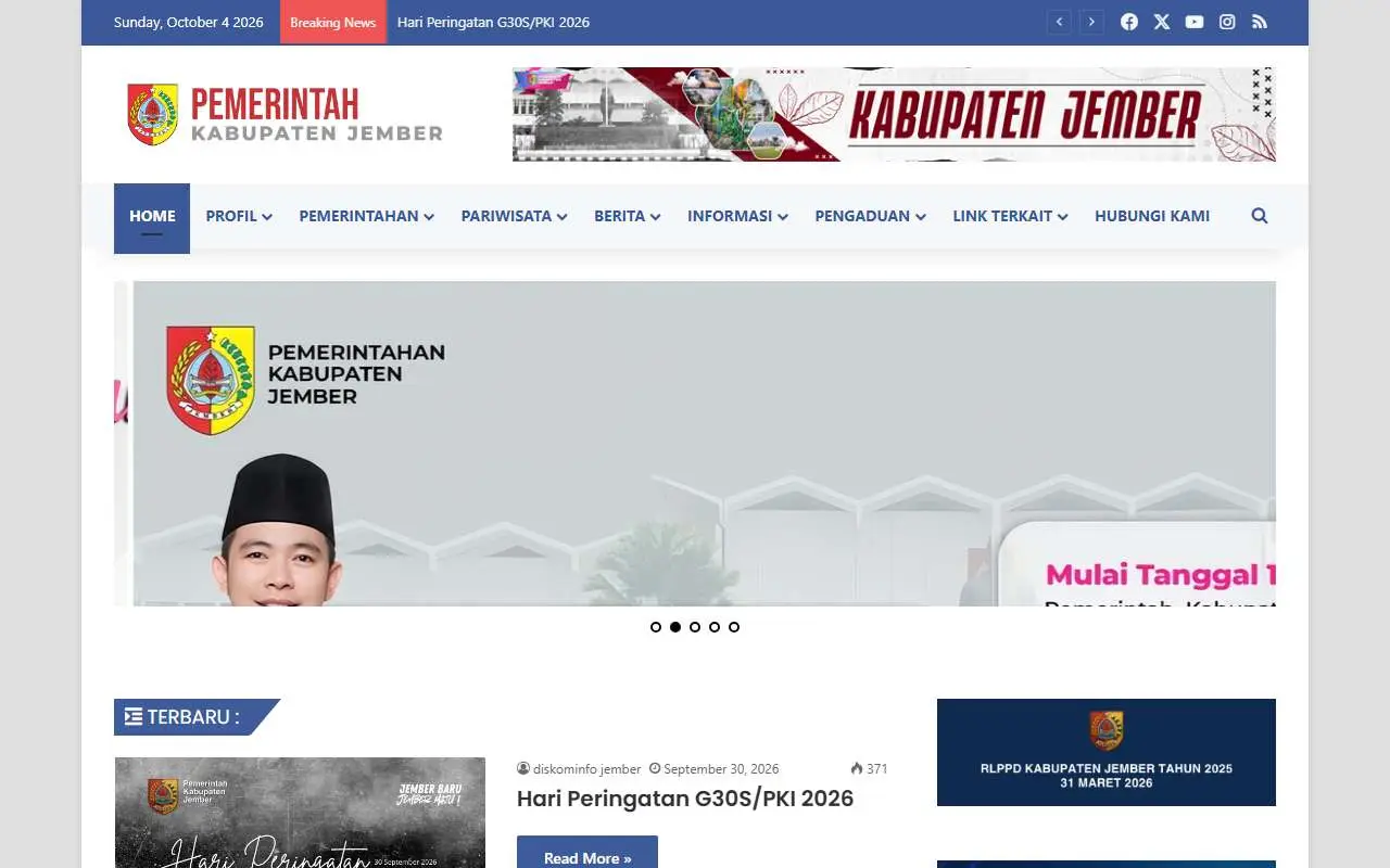 Tampilan website resmi Pemkab Jember (jemberkab.go.id)