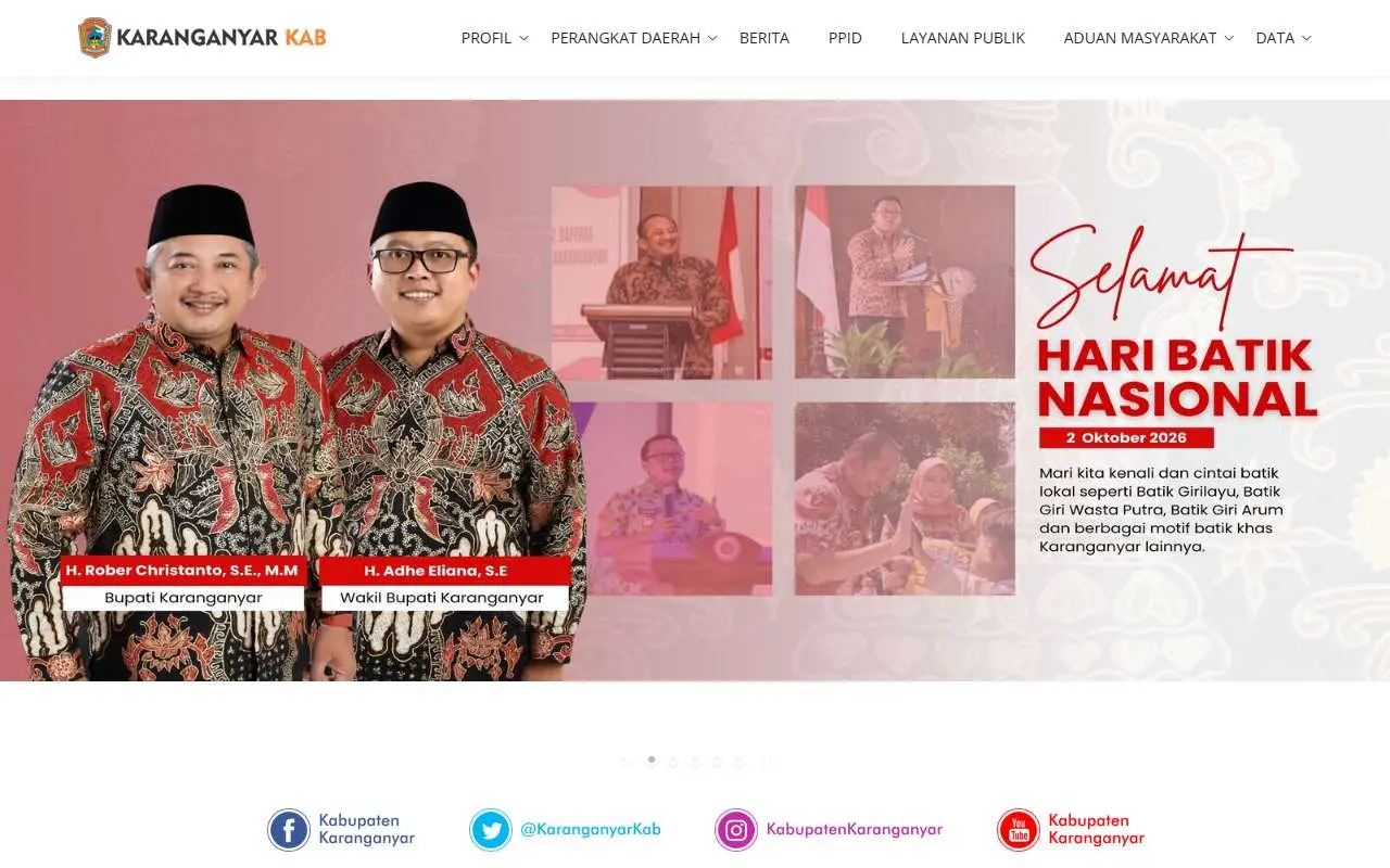 Tampilan website resmi Pemkab Karanganyar (karanganyarkab.go.id)