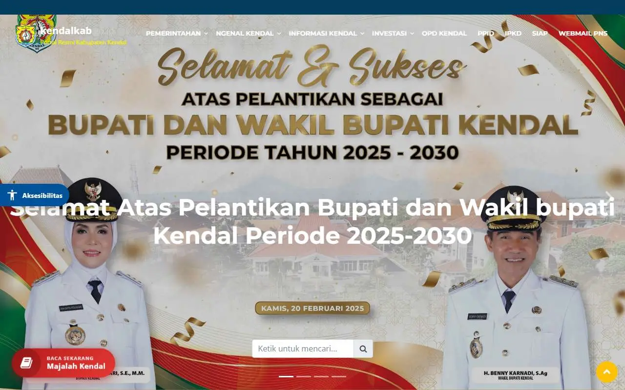 Tampilan website resmi Pemkab Kendal (kendalkab.go.id)