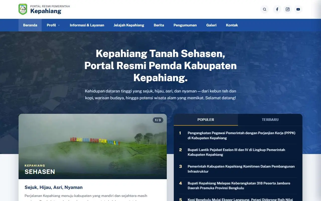 Tampilan website resmi Pemkab Kepahiang (kepahiangkab.go.id)