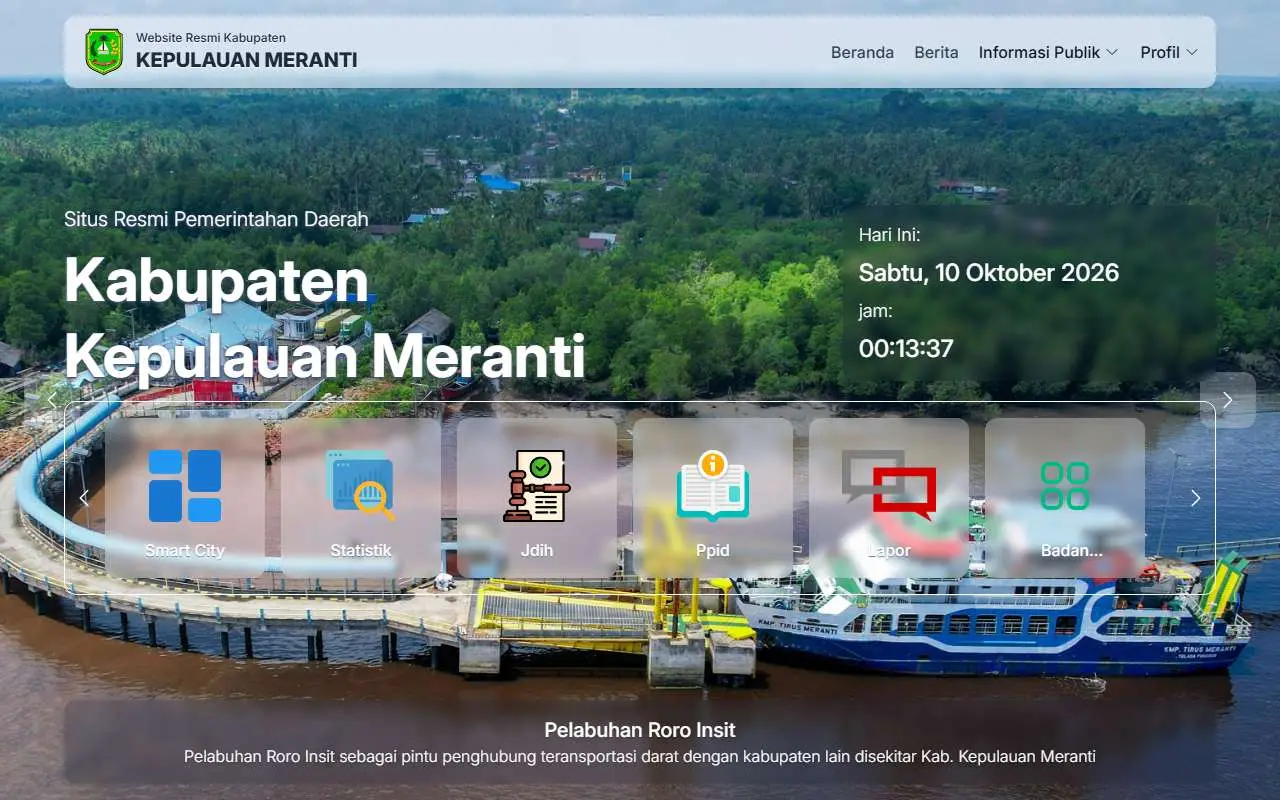 Tampilan website resmi Pemkab Kepulauan Meranti (merantikab.go.id)