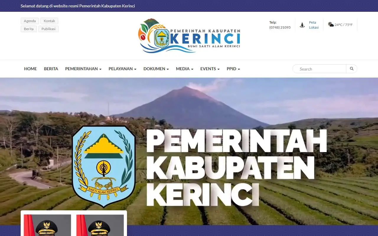Tampilan website resmi Pemkab Kerinci (kerincikab.go.id)
