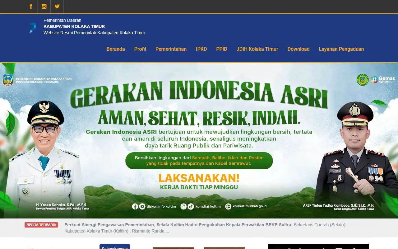 Tampilan website resmi Pemkab Kolaka Timur (kolakatimurkab.go.id)