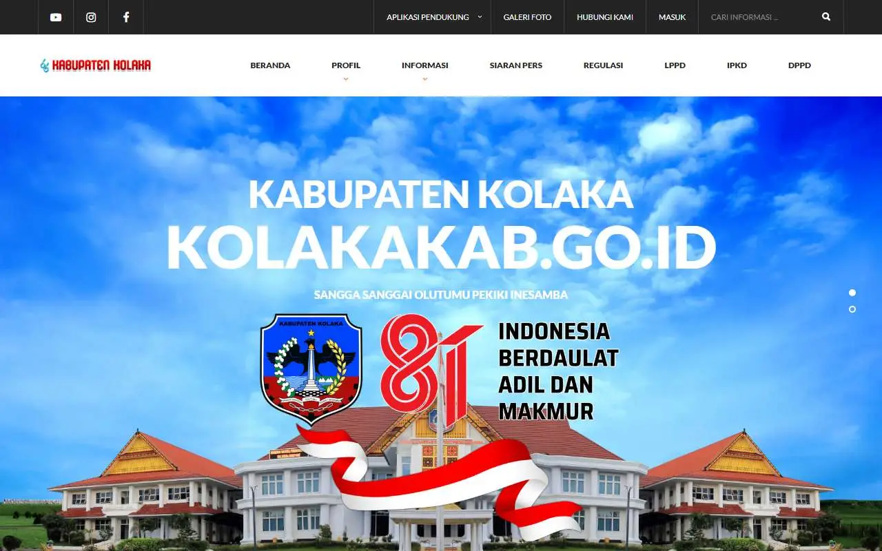 Tampilan website resmi Pemkab Kolaka (kolakakab.go.id)