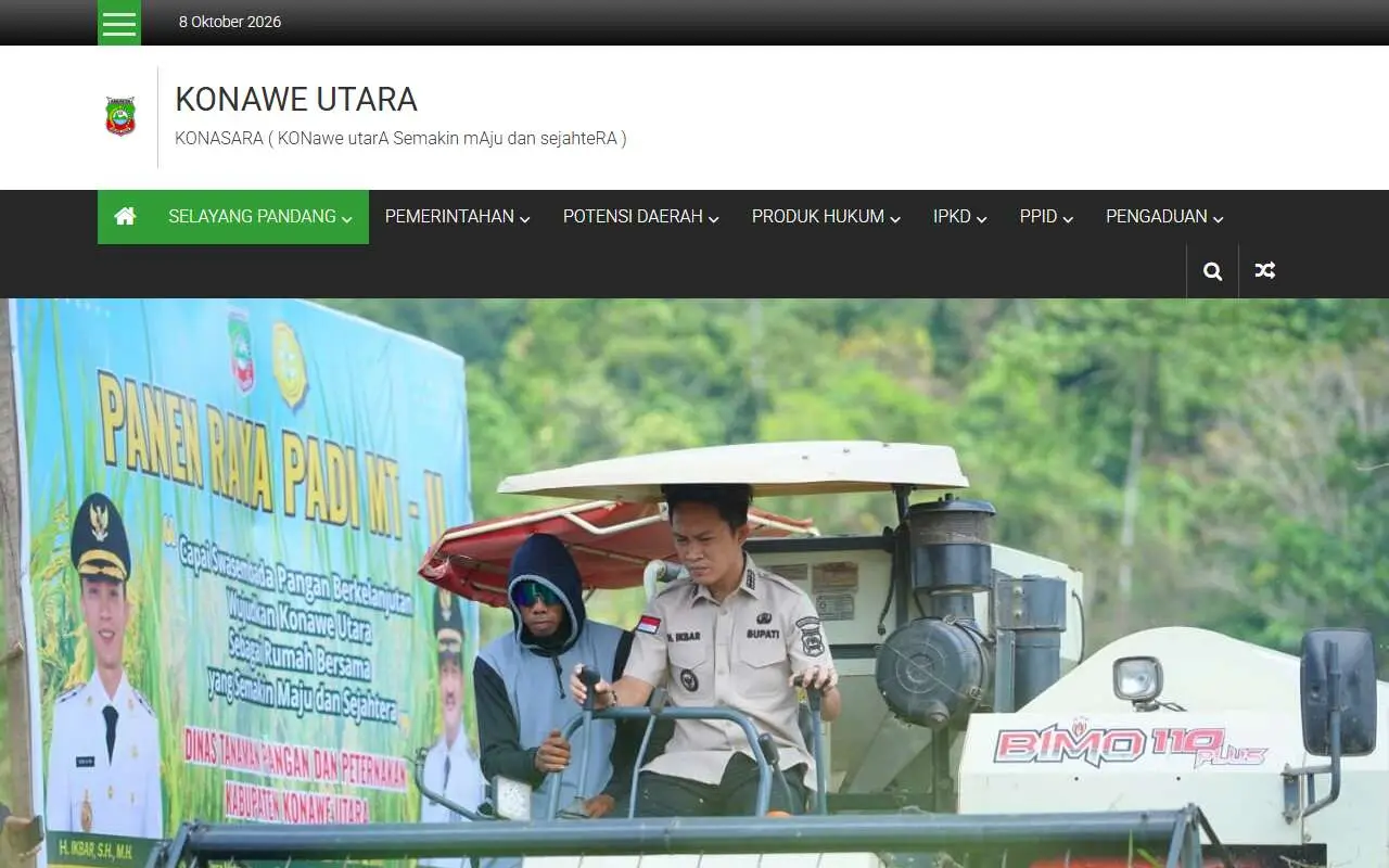 Tampilan website resmi Pemkab Konawe Utara (konaweutarakab.go.id)