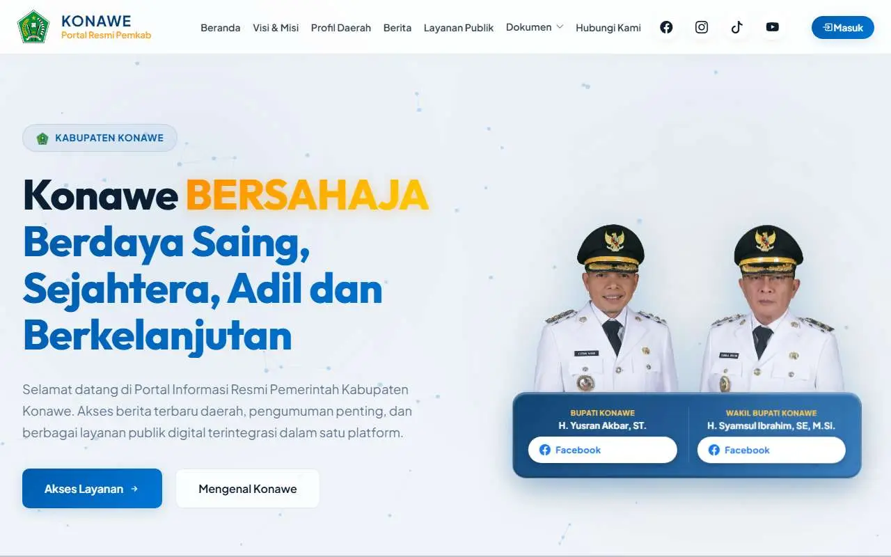 Tampilan website resmi Pemkab Konawe (konawekab.go.id)