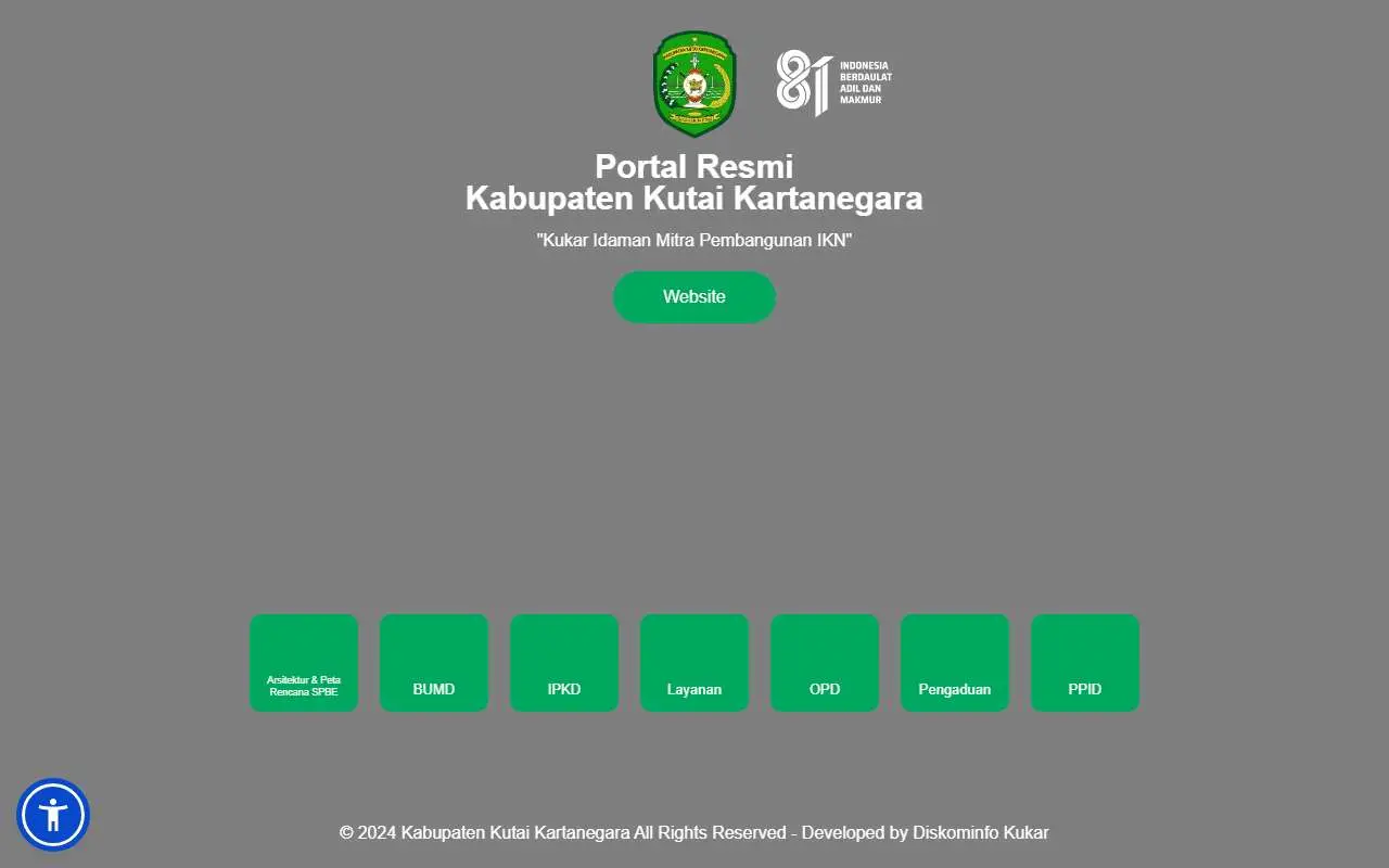 Tampilan website resmi Pemkab Kutai Kartanegara (kukarkab.go.id)