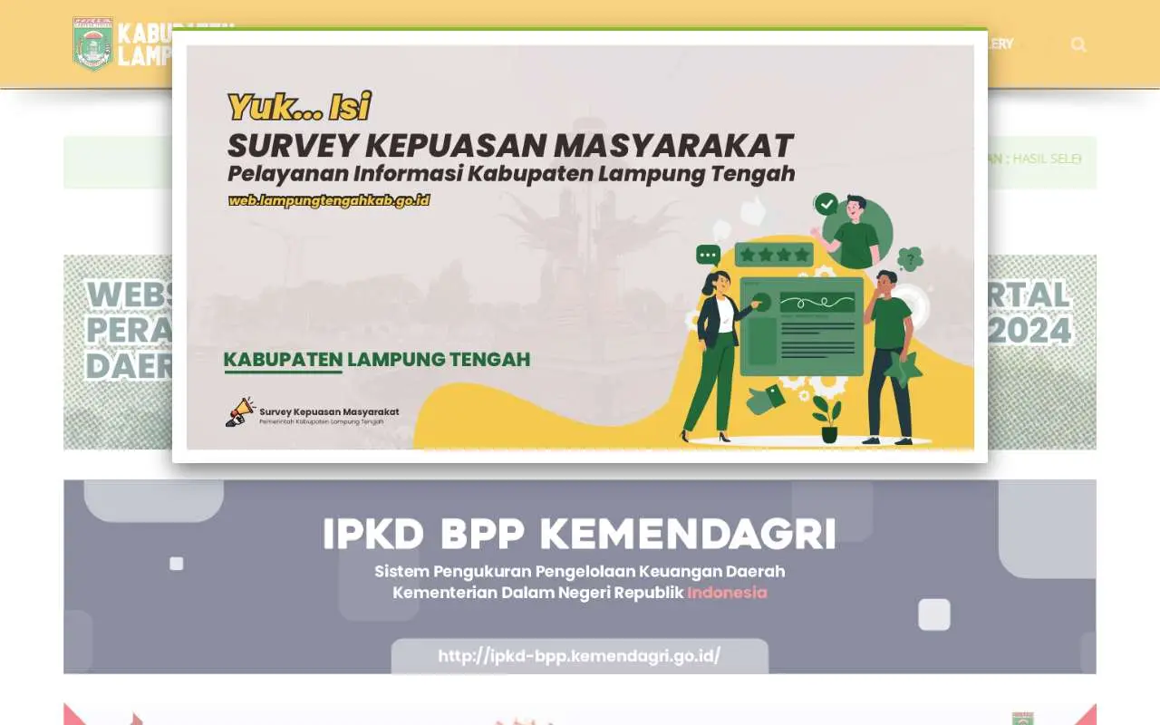 Tampilan website resmi Pemkab Lampung Tengah (lampungtengahkab.go.id)