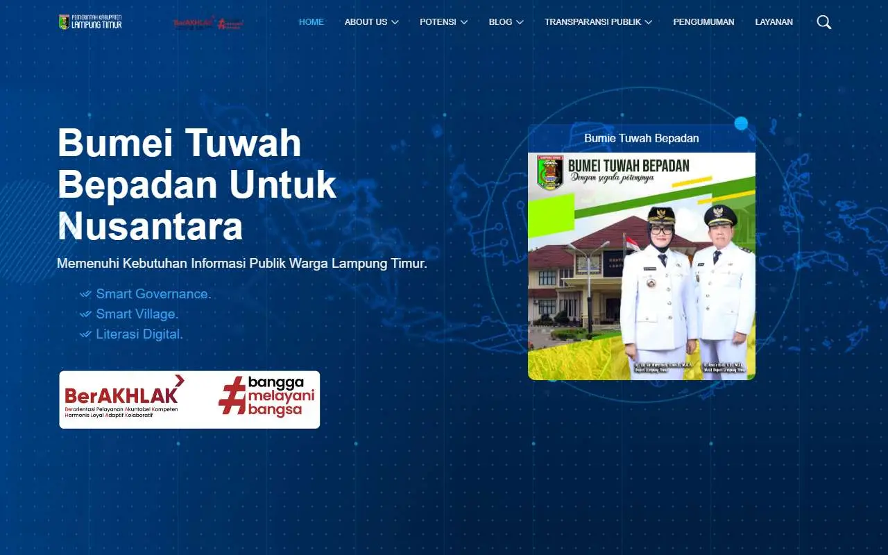 Tampilan website resmi Pemkab Lampung Timur (lampungtimurkab.go.id)
