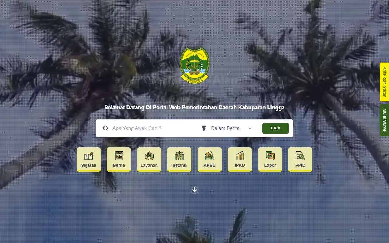 Tampilan website resmi Pemkab Lingga (linggakab.go.id)