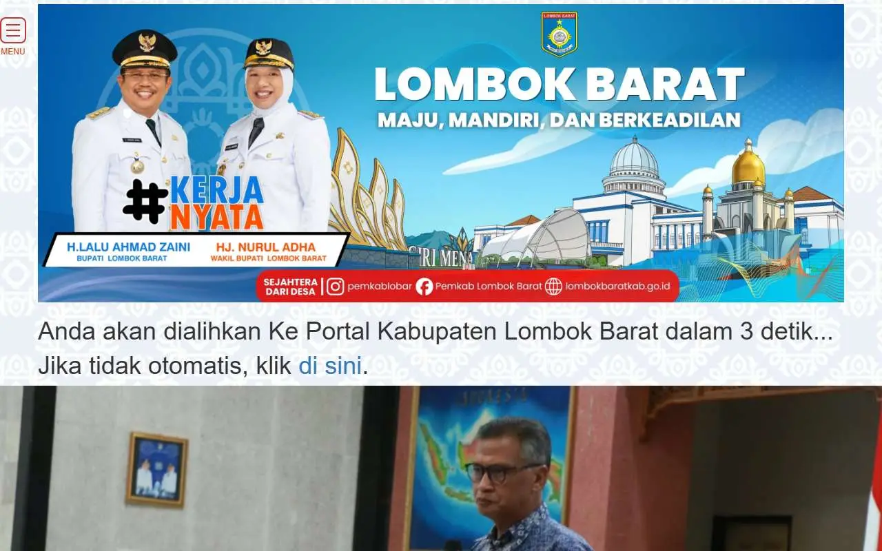 Tampilan website resmi Pemkab Lombok Barat (lombokbaratkab.go.id)