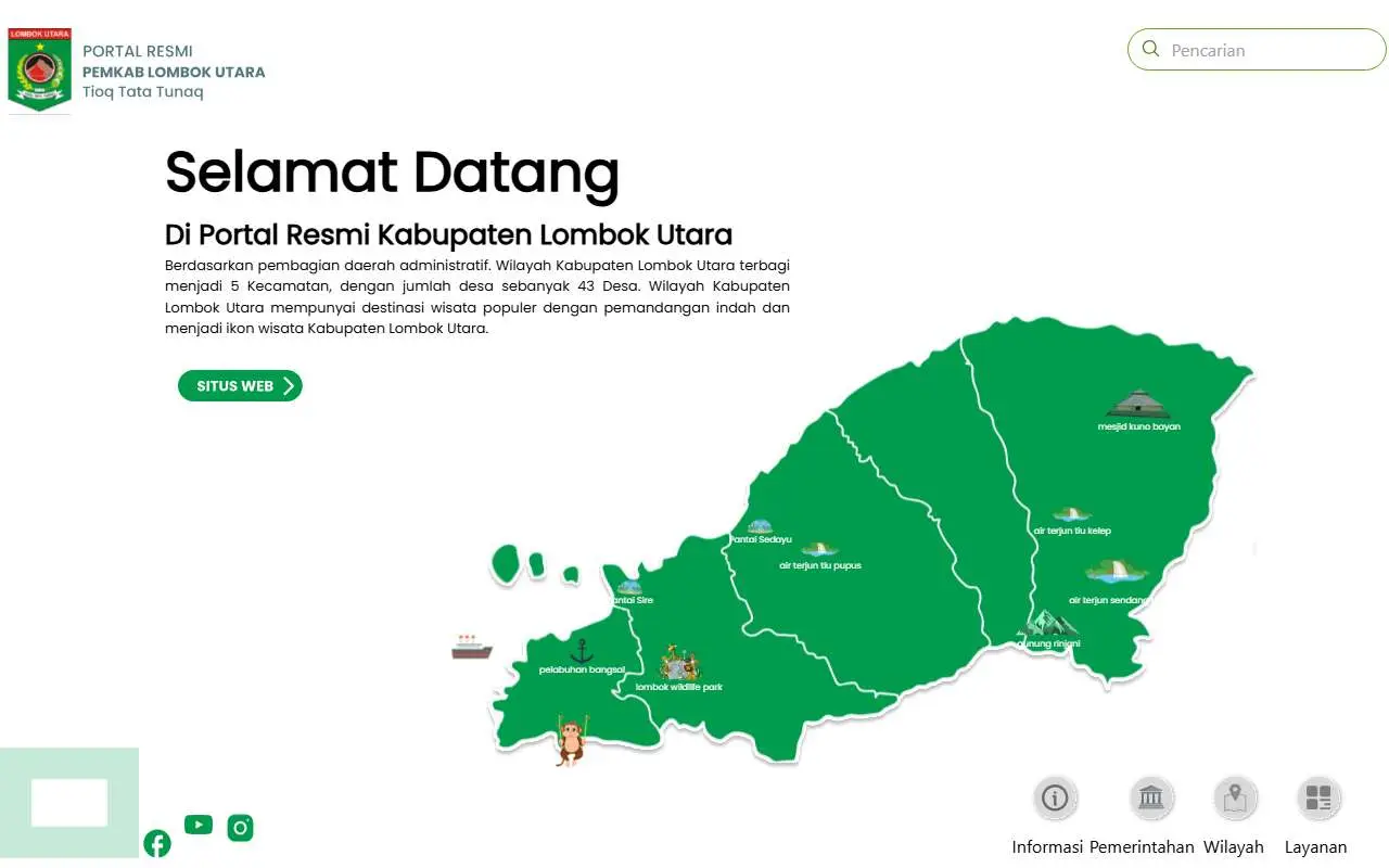 Tampilan website resmi Pemkab Lombok Utara (lombokutarakab.go.id)