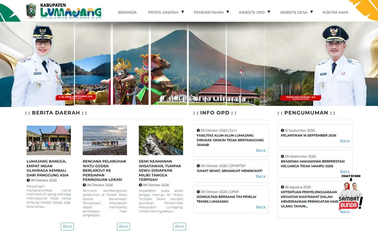Tampilan website resmi Pemkab Lumajang (lumajangkab.go.id)