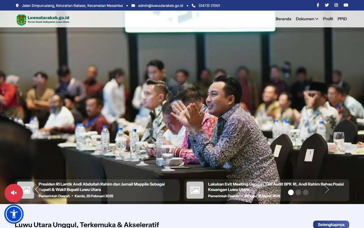 Tampilan website resmi Pemkab Luwu Utara (luwuutarakab.go.id)