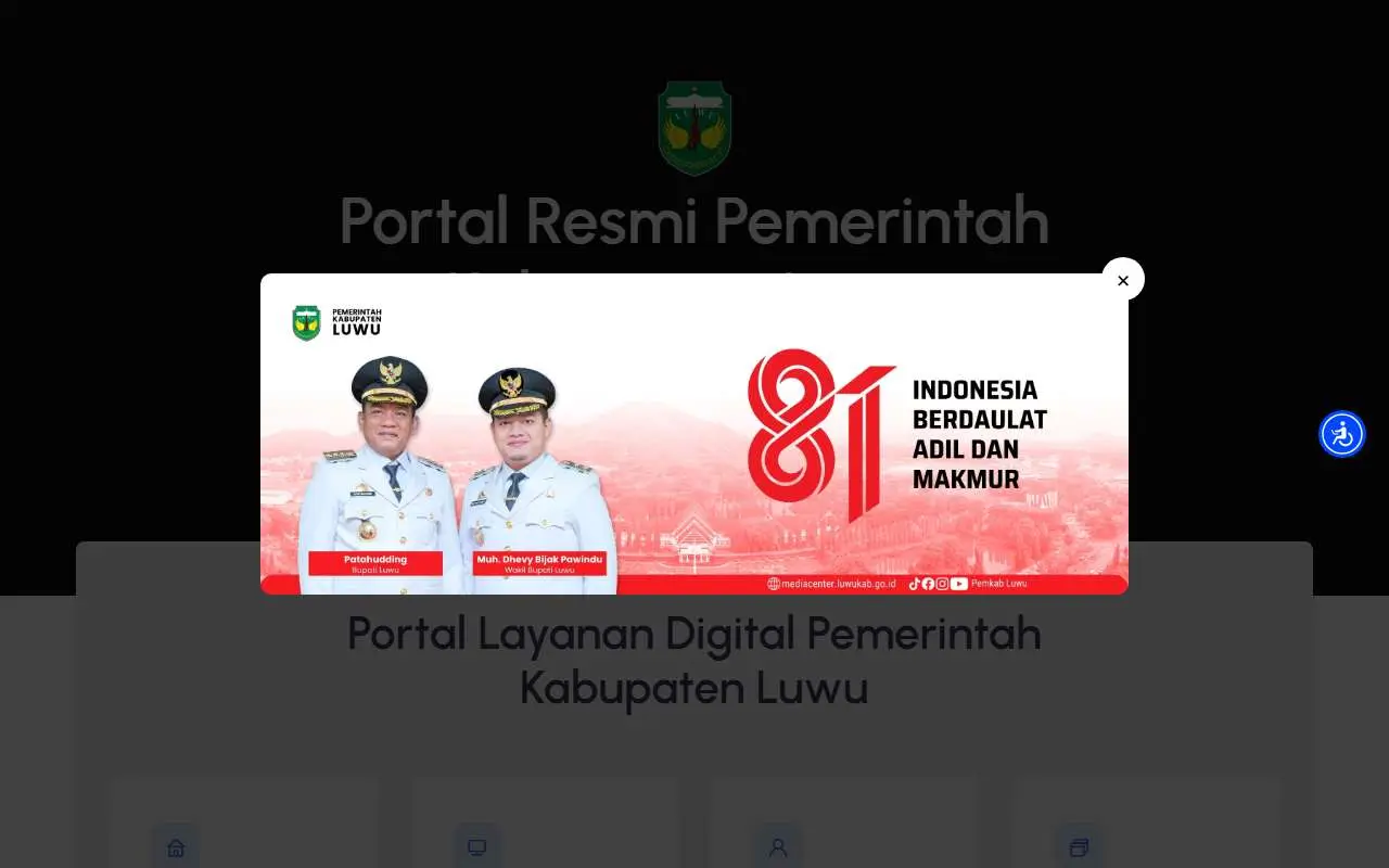 Tampilan website resmi Pemkab Luwu (luwukab.go.id)