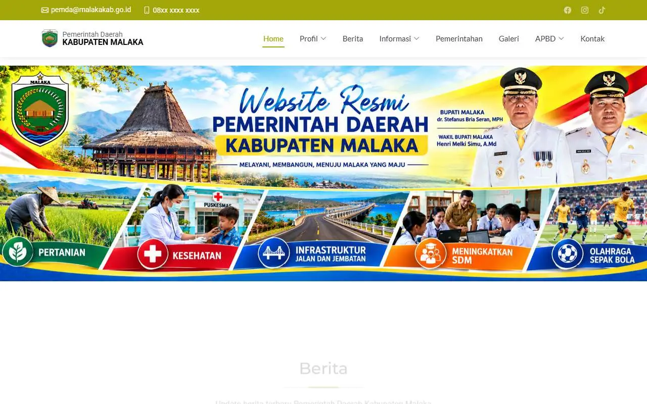 Tampilan website resmi Pemkab Malaka (malakakab.go.id)