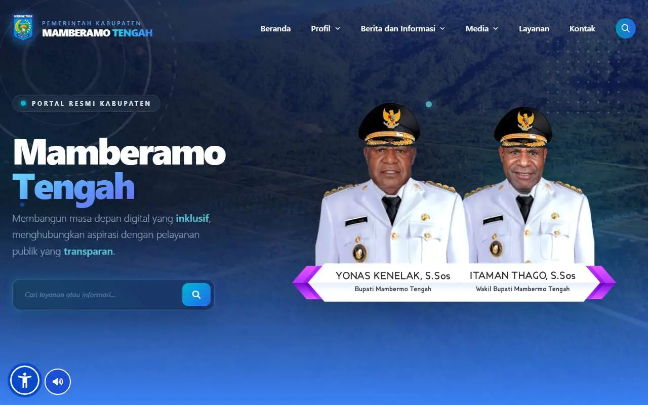 Tampilan website resmi Pemkab Mamberamo Tengah (mamberamotengahkab.go.id)