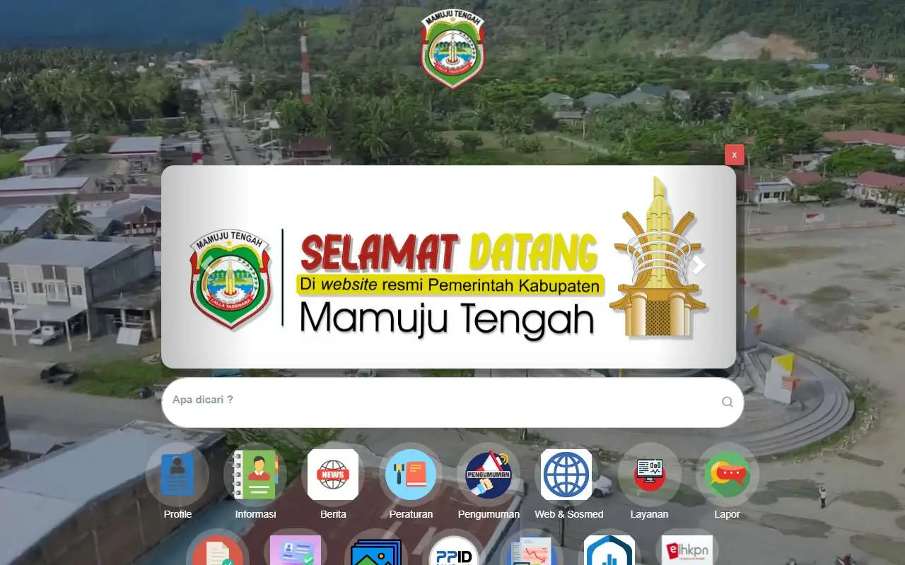 Tampilan website resmi Pemkab Mamuju Tengah (mamujutengahkab.go.id)