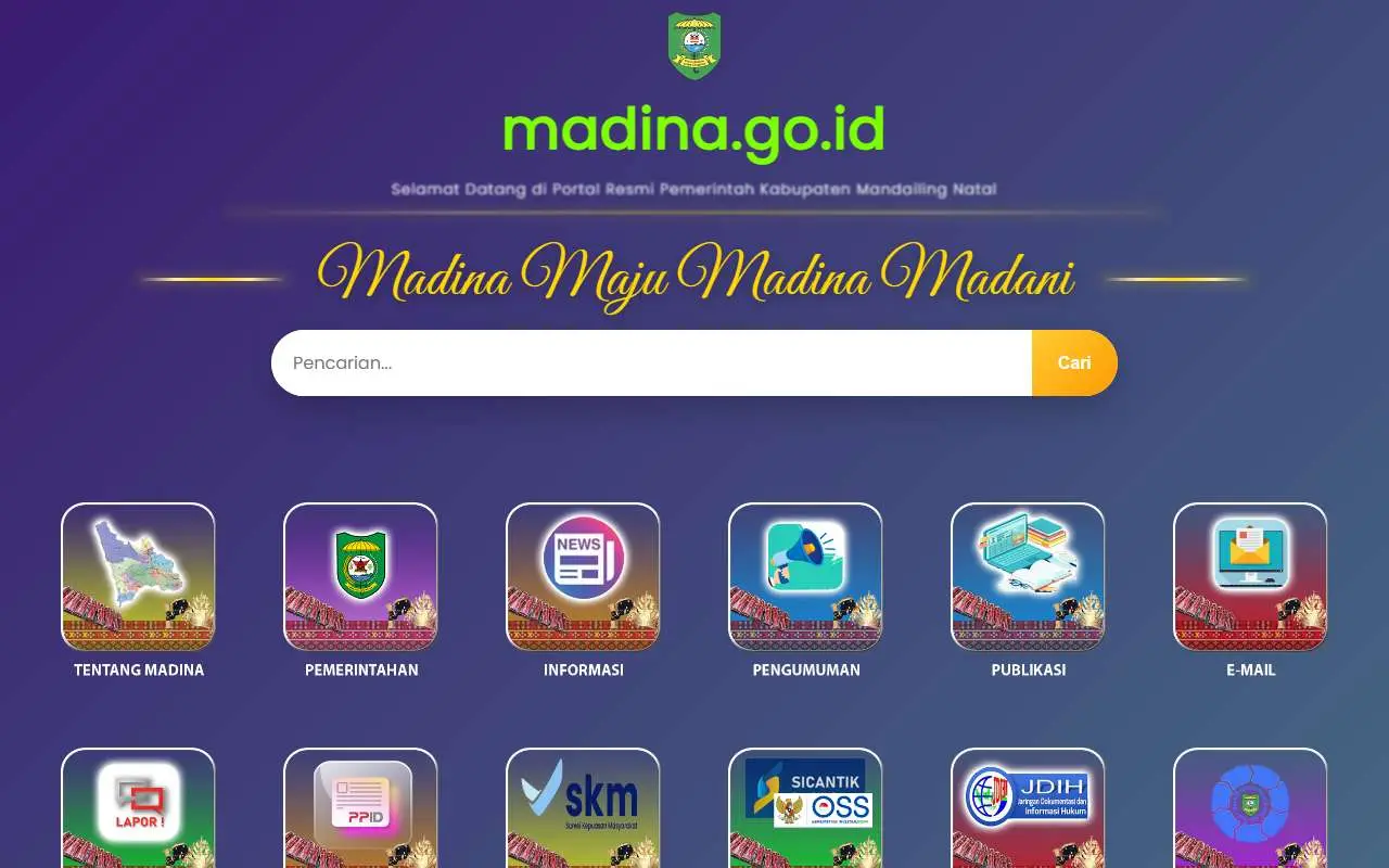 Tampilan website resmi Pemkab Mandailing Natal (madina.go.id)