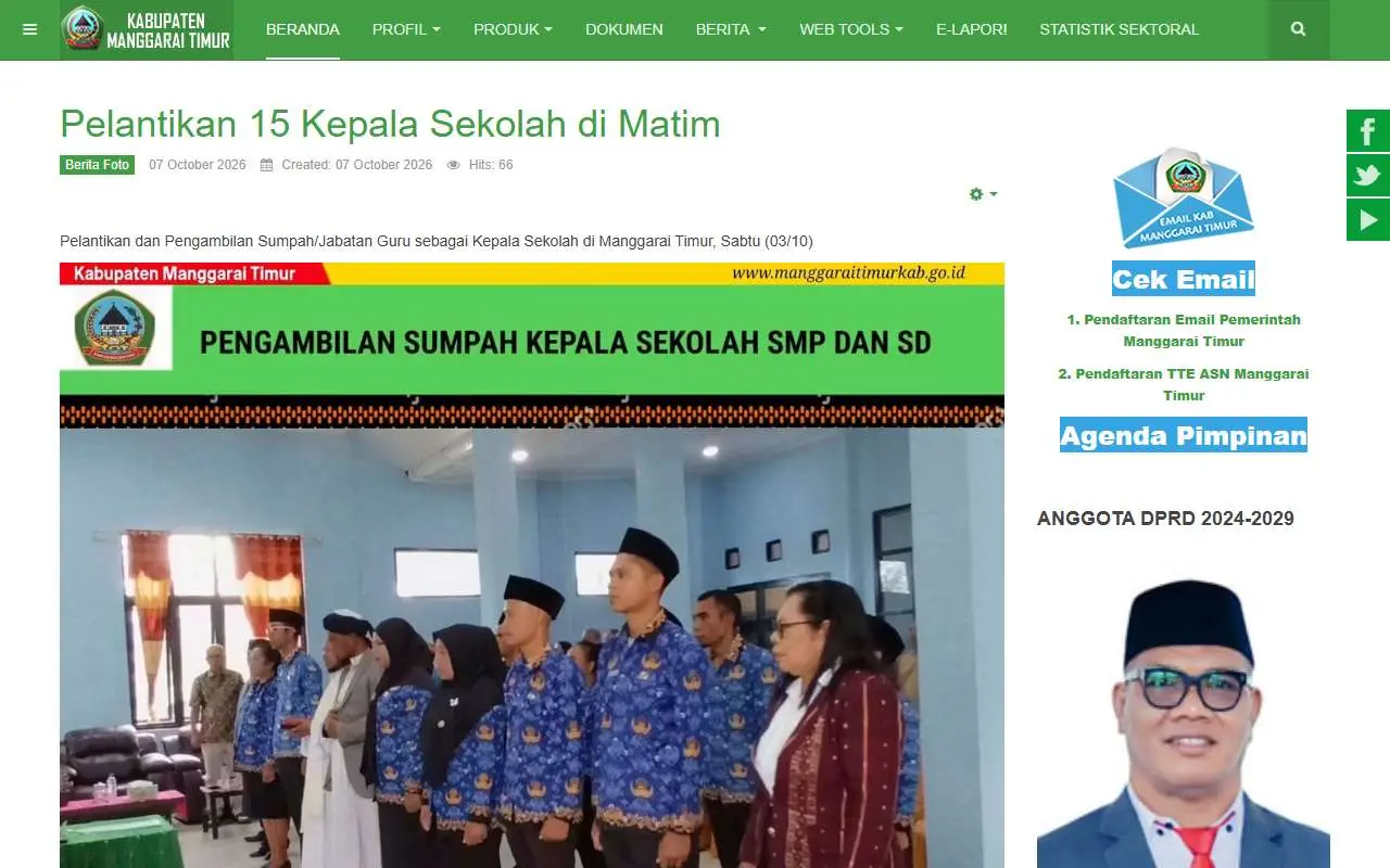 Tampilan website resmi Pemkab Manggarai Timur (manggaraitimurkab.go.id)