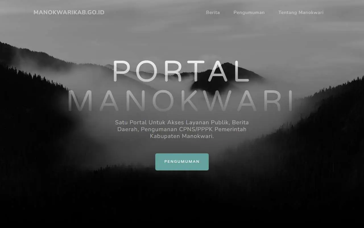 Tampilan website resmi Pemkab Manokwari (manokwarikab.go.id)