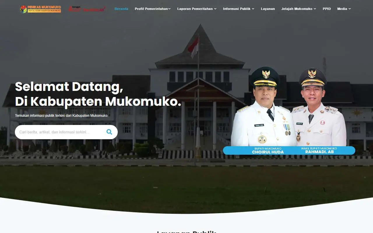 Tampilan website resmi Pemkab Mukomuko (mukomukokab.go.id)