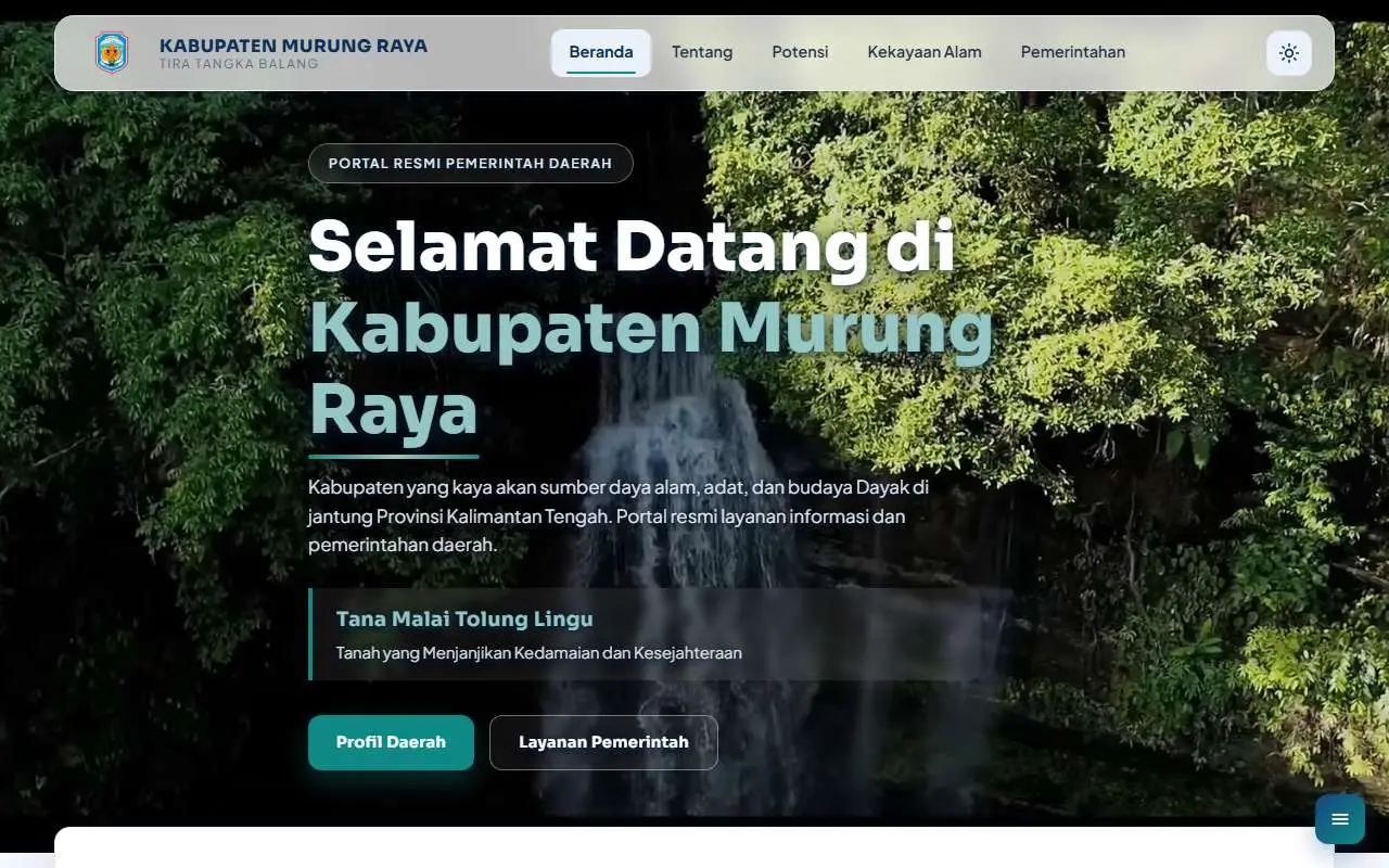 Tampilan website resmi Pemkab Murung Raya (murungrayakab.go.id)