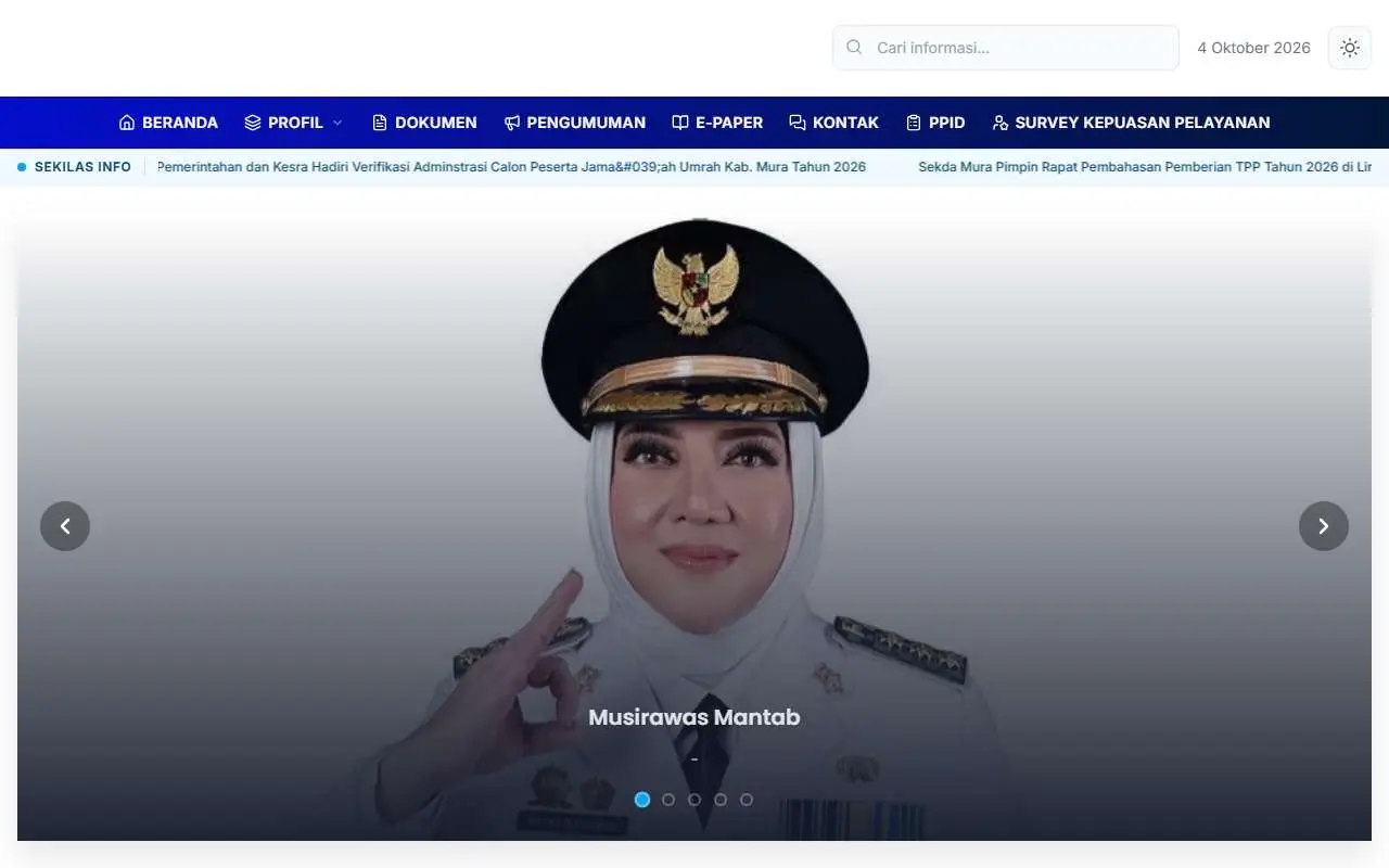 Tampilan website resmi Pemkab Musi Rawas (musirawaskab.go.id)