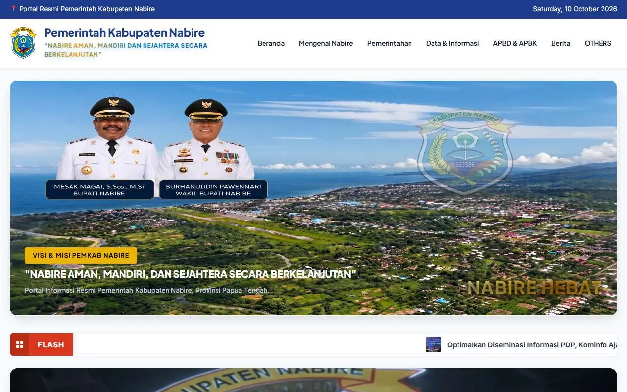Tampilan website resmi Pemkab Nabire (nabirekab.go.id)