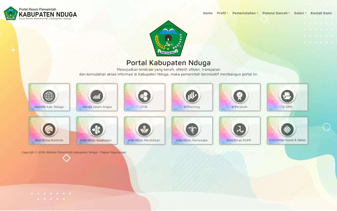 Tampilan website resmi Pemkab Nduga (ndugakab.go.id)