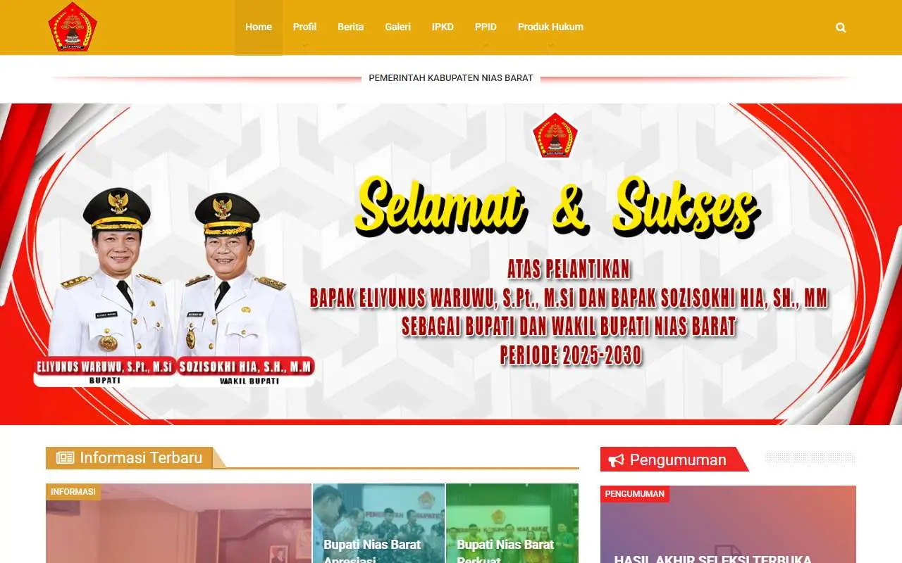 Tampilan website resmi Pemkab Nias Barat (niasbaratkab.go.id)