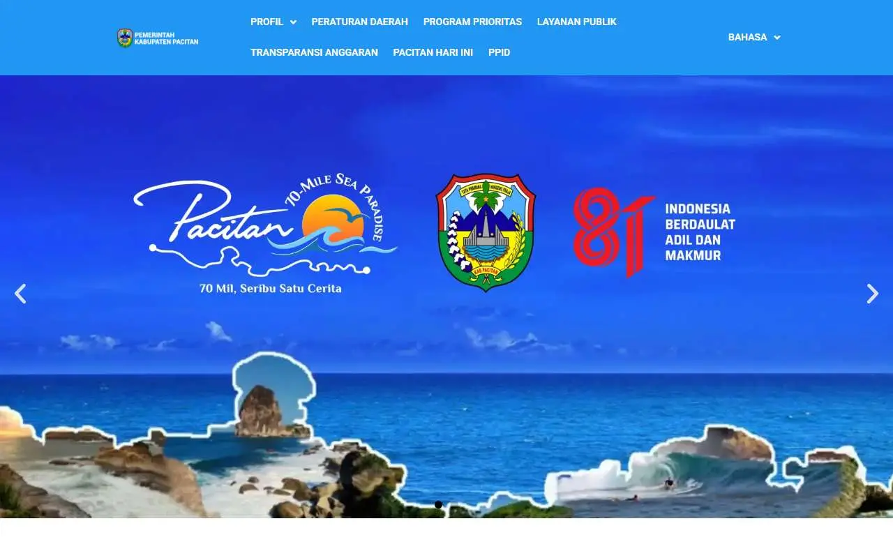 Tampilan website resmi Pemkab Pacitan (pacitankab.go.id)