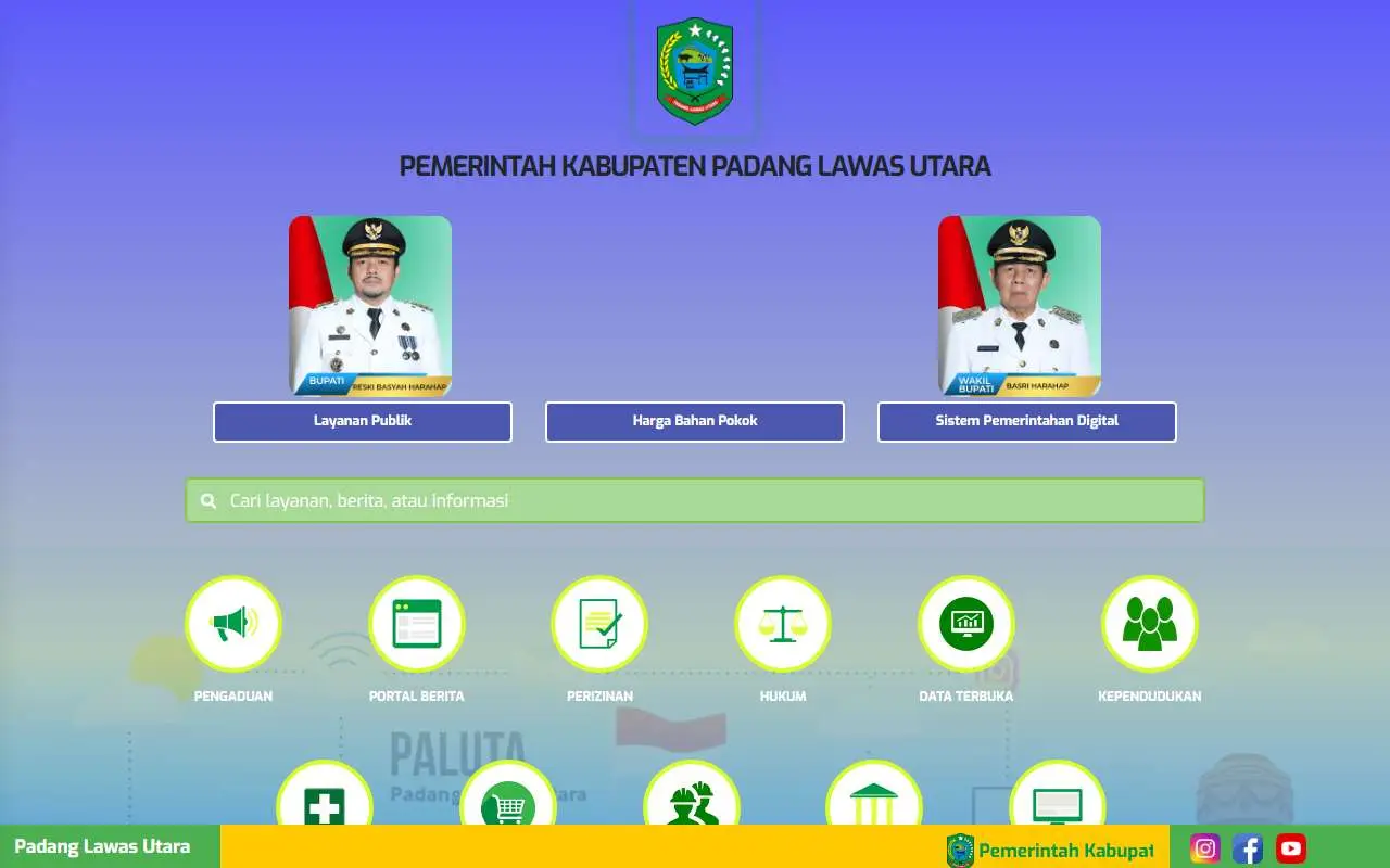 Tampilan website resmi Pemkab Padang Lawas Utara (padanglawasutarakab.go.id)