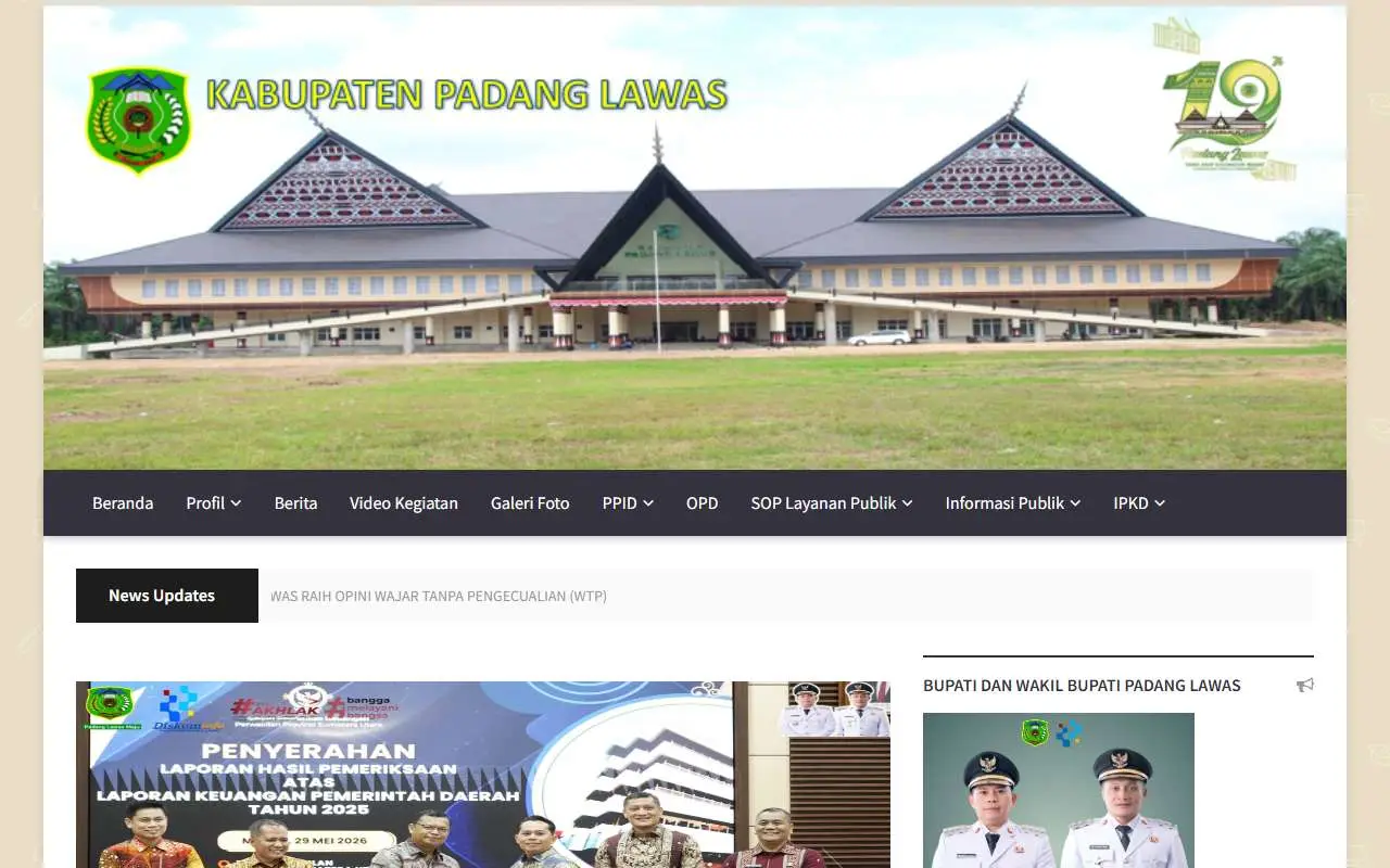 Tampilan website resmi Pemkab Padang Lawas (padanglawaskab.go.id)
