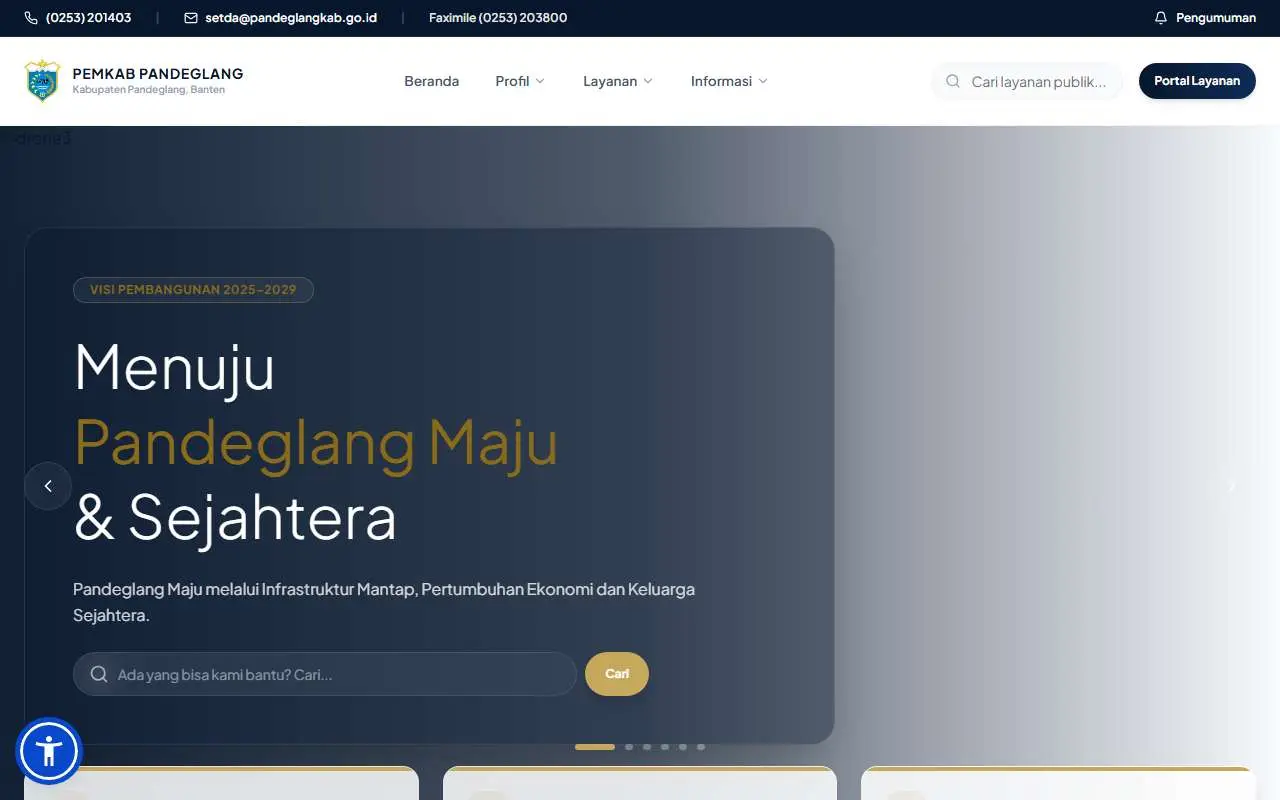 Tampilan website resmi Pemkab Pandeglang (pandeglangkab.go.id)