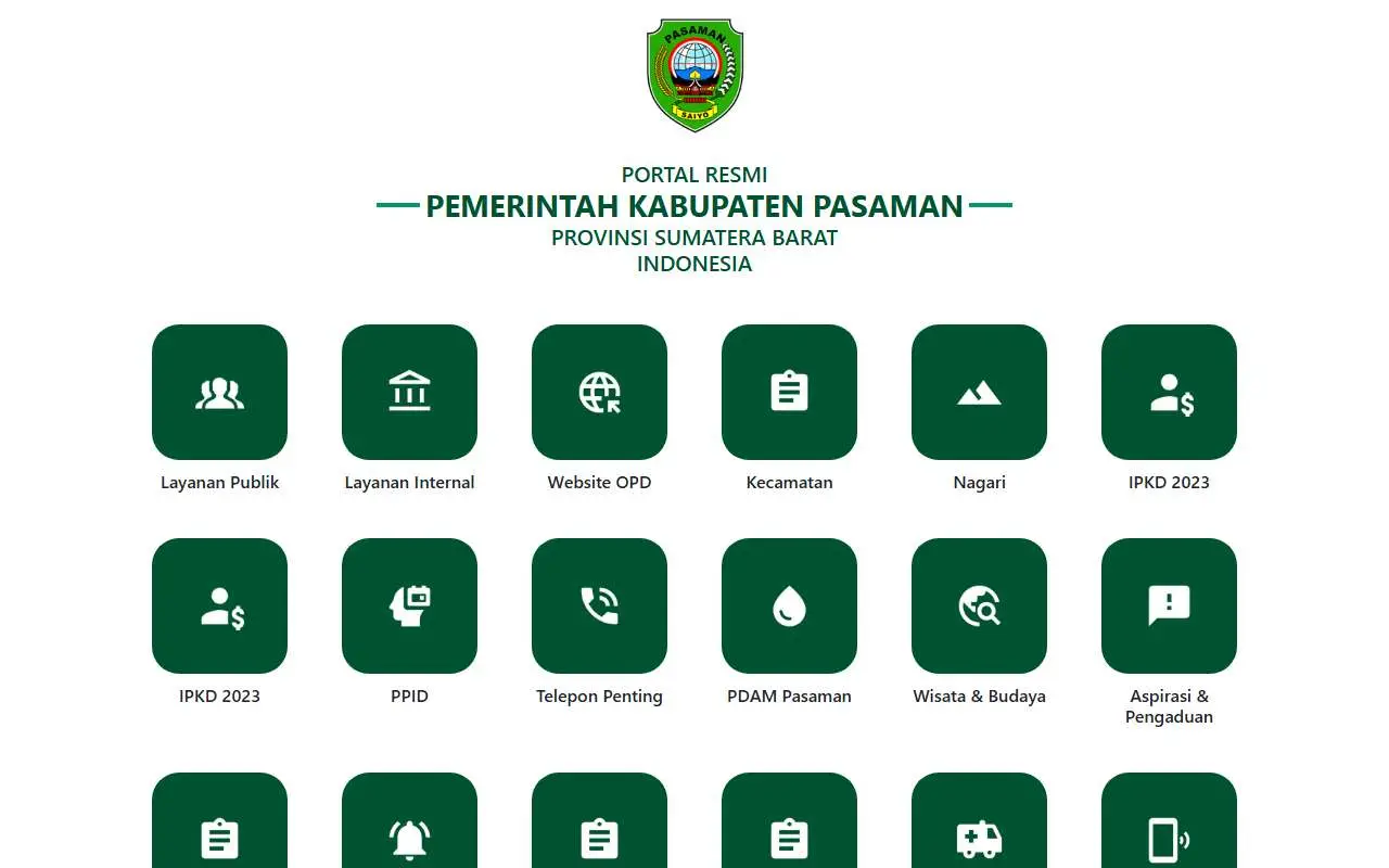 Tampilan website resmi Pemkab Pasaman (pasamankab.go.id)