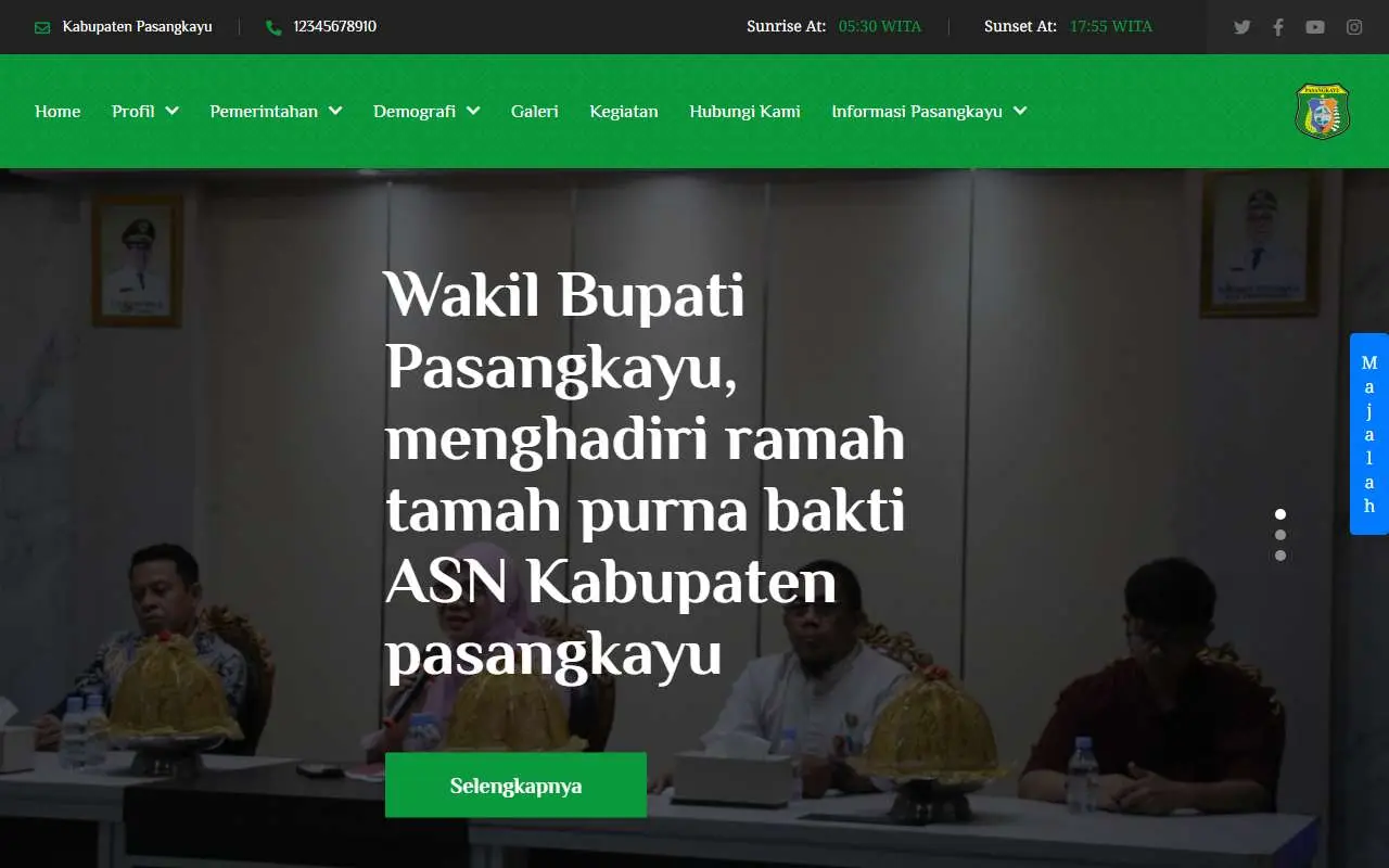 Tampilan website resmi Pemkab Pasangkayu (pasangkayukab.go.id)