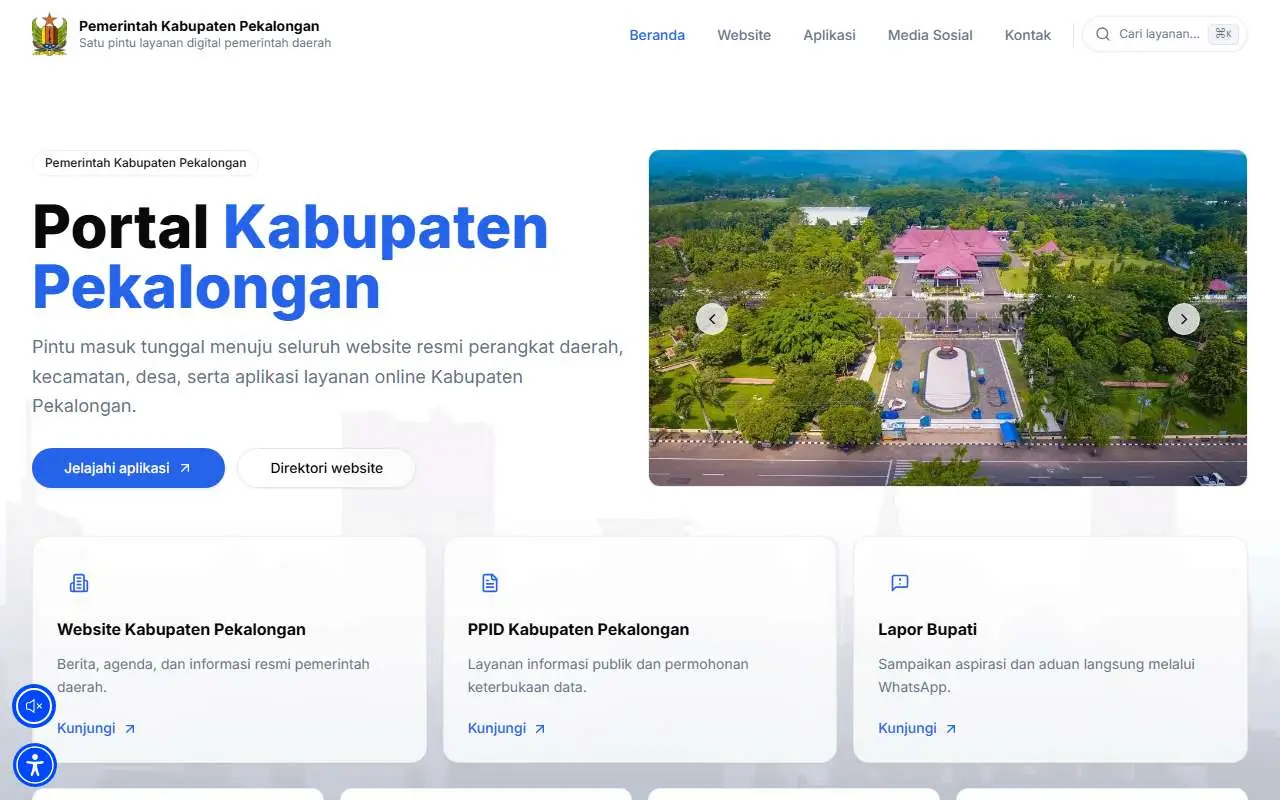 Tampilan website resmi Pemkab Pekalongan (pekalongankab.go.id)
