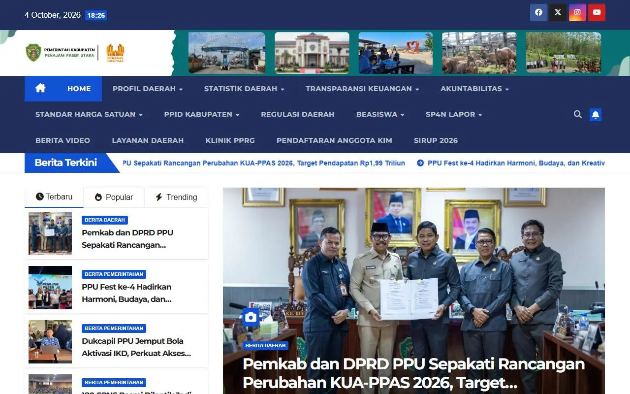 Tampilan website resmi Pemkab Penajam Paser Utara (penajamkab.go.id)