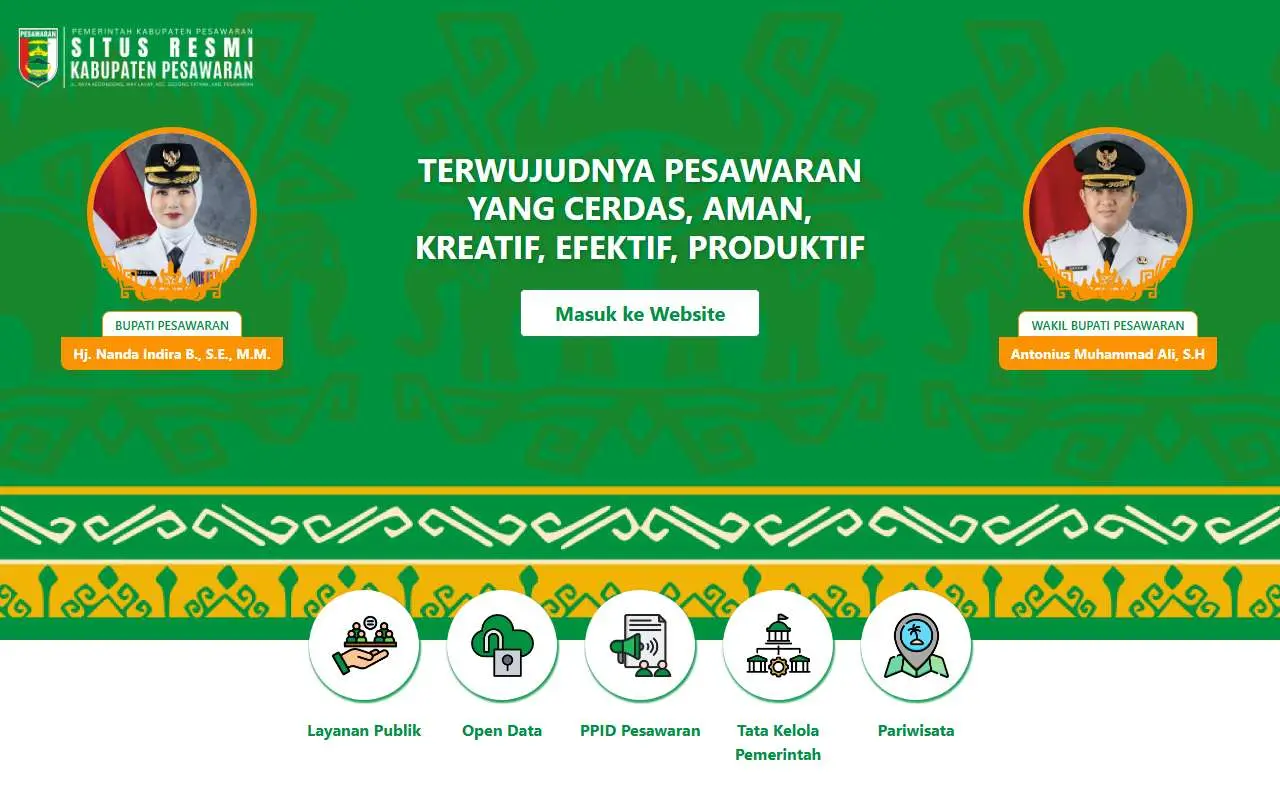 Tampilan website resmi Pemkab Pesawaran (pesawarankab.go.id)