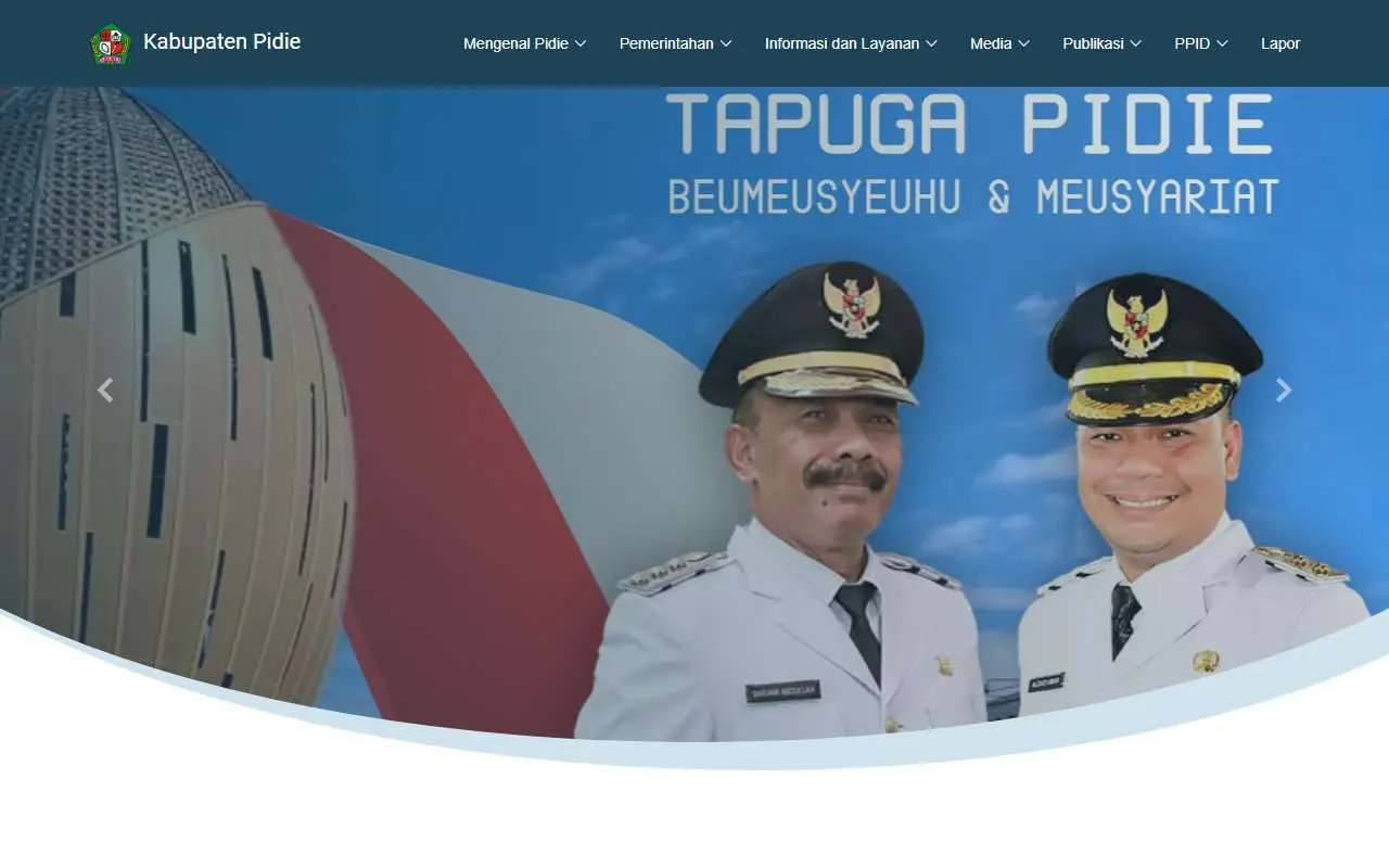 Tampilan website resmi Pemkab Pidie (pidiekab.go.id)