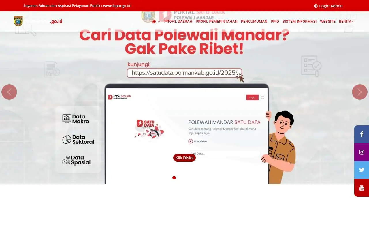 Tampilan website resmi Pemkab Polewali Mandar (polmankab.go.id)