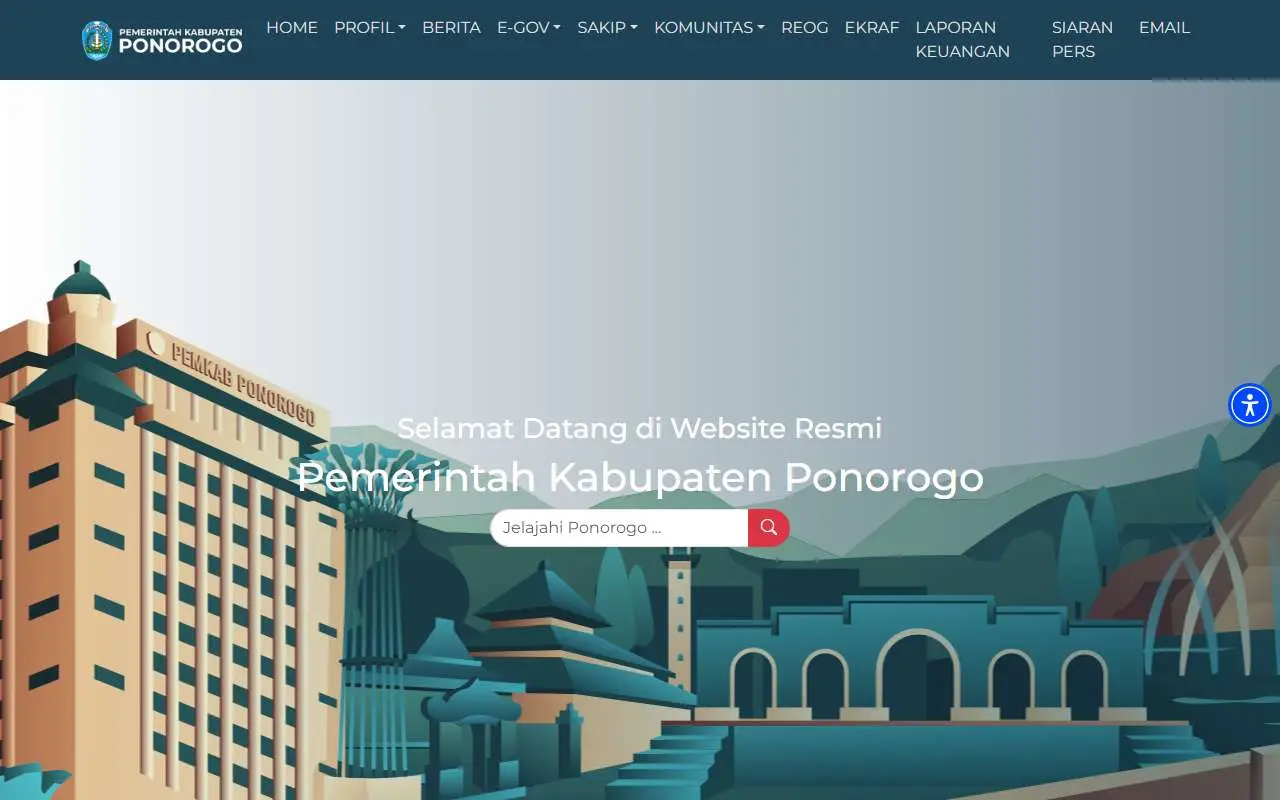 Tampilan website resmi Pemkab Ponorogo (ponorogo.go.id)