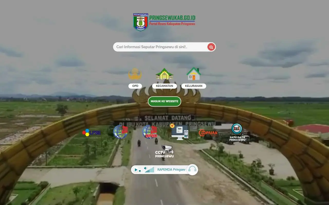 Tampilan website resmi Pemkab Pringsewu (pringsewukab.go.id)
