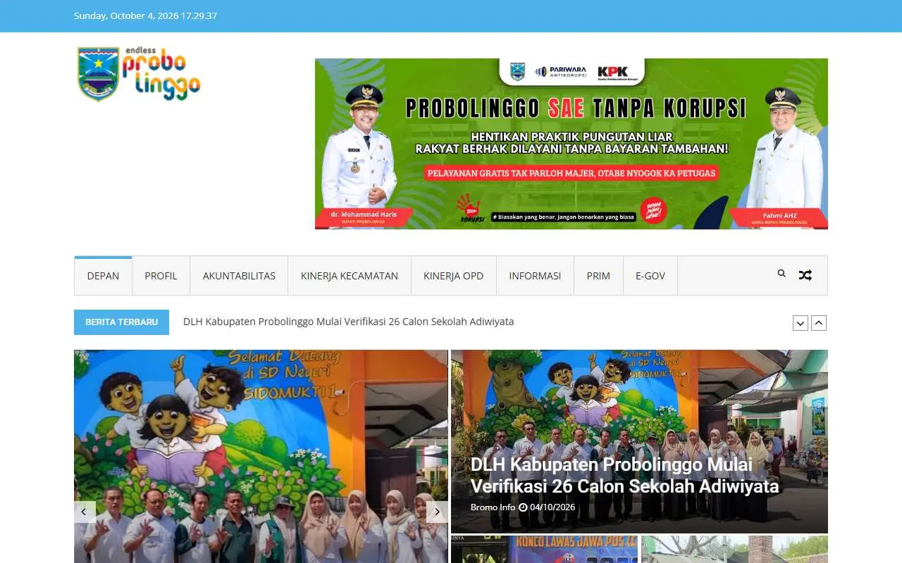 Tampilan website resmi Pemkab Probolinggo (probolinggokab.go.id)