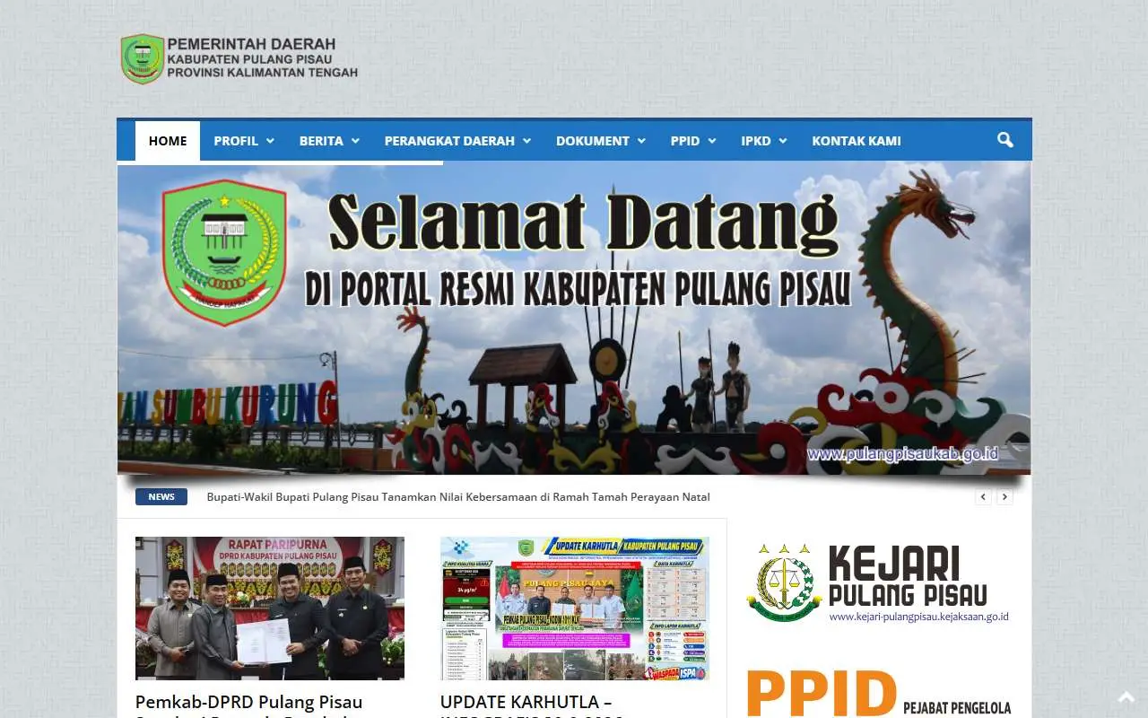 Tampilan website resmi Pemkab Pulang Pisau (pulangpisaukab.go.id)